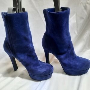 Jessica Simpson Sexy Purplish Blue Suede Exotic Dancer High Heel Platforms 9